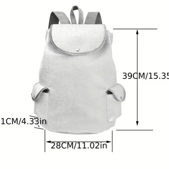 Black Cat Canvas Backpack, BoHo Fashion Drawstring Casual Knapsack, Daypack - Picture 4 of 14